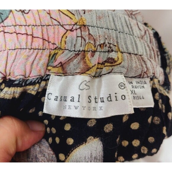 Vintage 80s Elephants People India City Life Tiered Mixed Media Broomstick Skirt - Picture 14 of 14